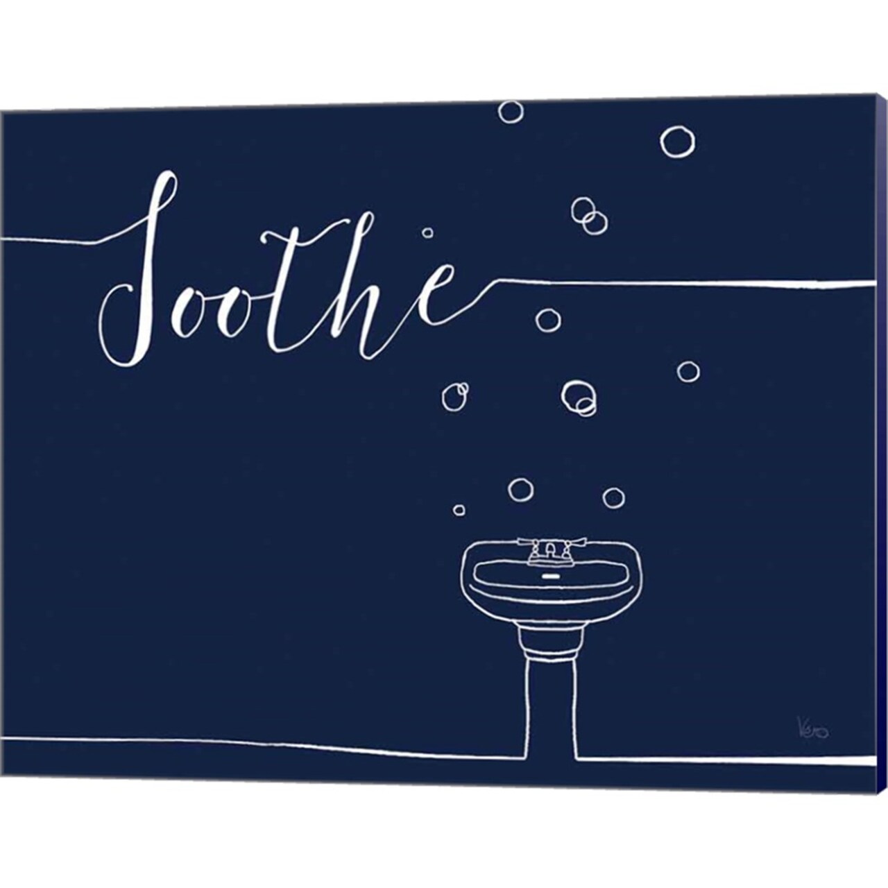 Underlined Bath VII Navy by Veronique Charron 20" x 16" Canvas Wall Art